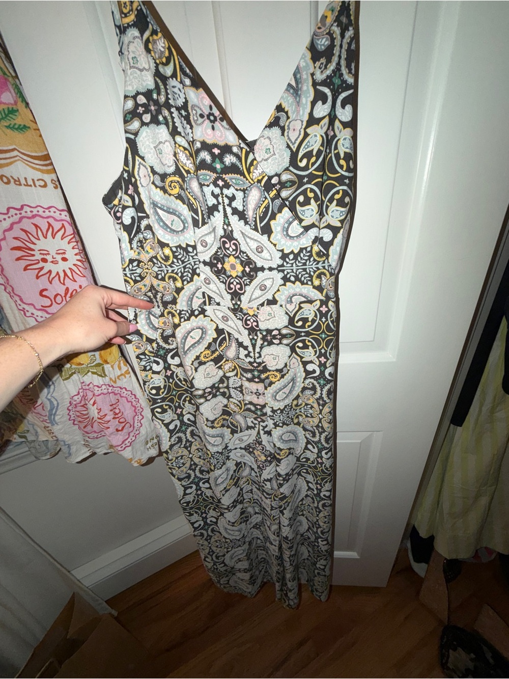 Sleeveless V-Neck Paisley Jumpsuit